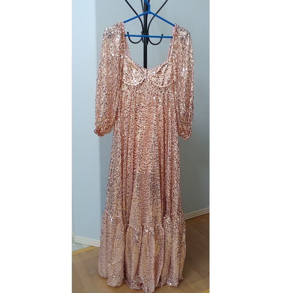 Selkie Rose Gold Sequin Princess Gown - XS / NWT - Picture 7 of 9